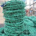 Barbed wire with green color, used for protecting of grass boundary, railway, highway